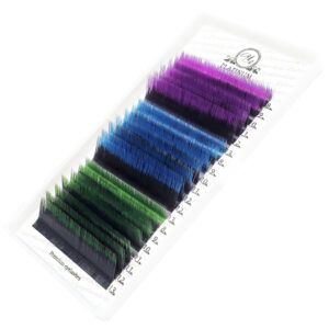 Color Eyelash Extensions Ombre MIX (Purple/Blue/Green) PLATINUM MIX 8–13 mm