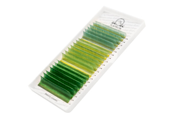 Color Eyelash Extensions MIX Green “Nature’s Energy” PLATINUM 0.07 CC MIX 8–13 mm
