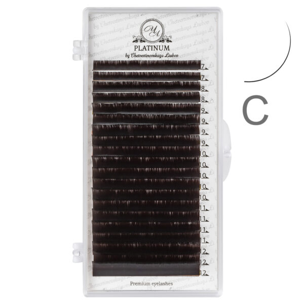Dark Choco Eyelash Extensions Сurl С Mix 20 lines PLATINUM