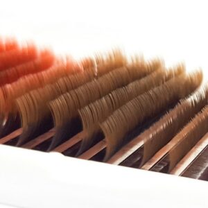 Color Eyelash Extensions Ombre MIX (White/Brown/Red) PLATINUM 0.07 CC MIX 8–13 mm