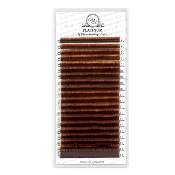 Farbige Wimpernverlängerung Ombre Braun PLATINUM CC MIX 8–14 mm