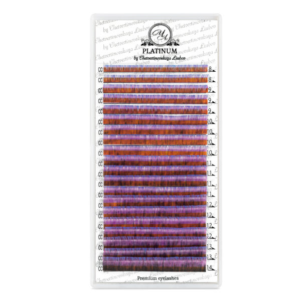 Color Ombre Eyelash Extensions Tricolor (Black/Purple/Blue) PLATINUM 0.07 CC MIX 8–14 mm