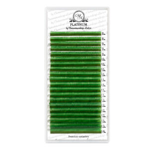 Color Eyelash Extensions Emerald PLATINUM 0.07 CC MIX 8–14 mm