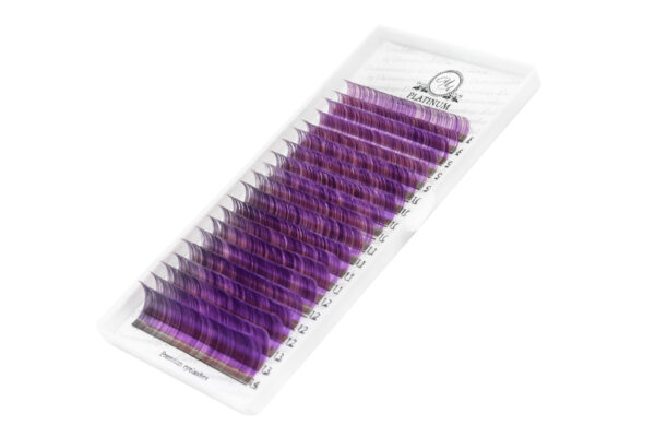 Color Eyelash Extensions Purple/White PLATINUM 0.07 MIX CC 8–14 mm