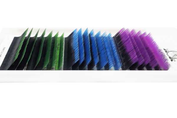 Color Eyelash Extensions Ombre MIX (Purple/Blue/Green) PLATINUM MIX 8–13 mm - Image 2