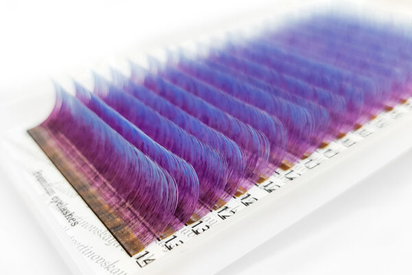Color Ombre Eyelash Extensions Tricolor (Black/Purple/Blue) PLATINUM 0.07 CC MIX 8–14 mm - Image 2