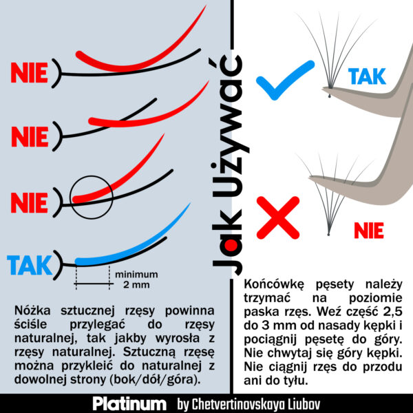 Gotowe Kępki Rzęs 7D Skręt D MIX 7–14 mm PLATINUM - obrazek 4
