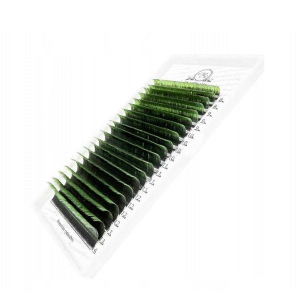 Rzęsy Kolorowe Ombre Zielone PLATINUM CC MIX 8–14 mm - obrazek 2