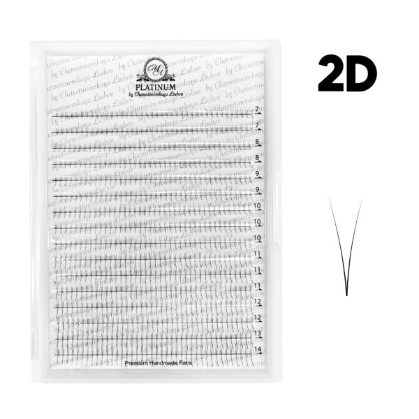 Ready Fan Eyelash Clusters 2D Curl D MIX 7–14 mm PLATINUM