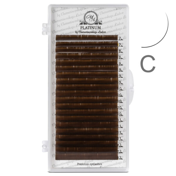 Brown Eyelash Extensions Сurl C 20 lines PLATINUM
