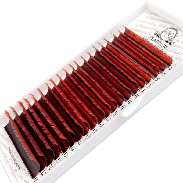 Color Eyelash Extensions Ombre Red PLATINUM 0.07 CC MIX 8–14 mm - Image 2