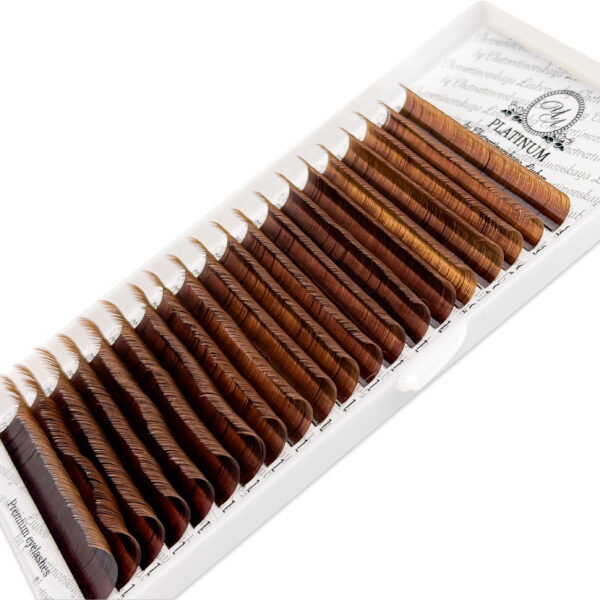 Farbige Wimpernverlängerung Ombre Braun PLATINUM CC MIX 8–14 mm – Bild 2