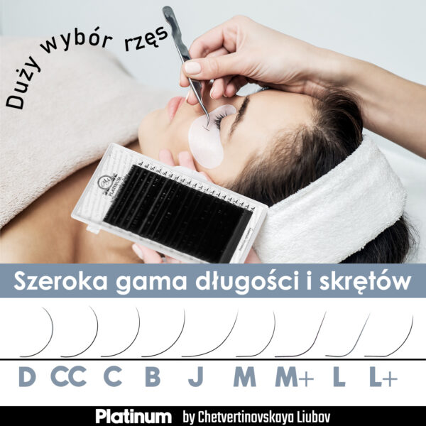 Black Eyelash Extensions Сurl С 20 lines PLATINUM - Image 2