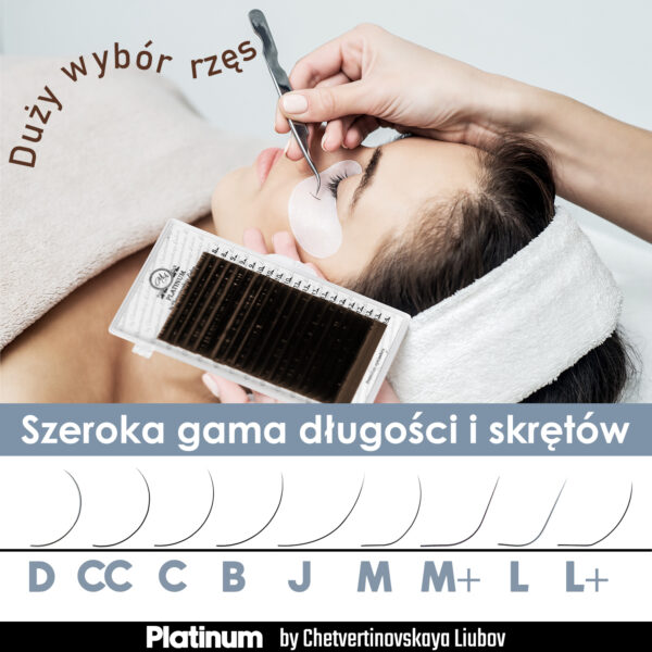 Dark Choco Eyelash Extensions Сurl С Mix 20 lines PLATINUM - Image 2