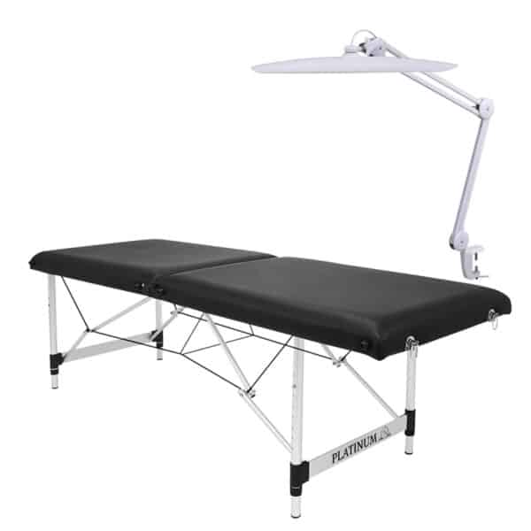 Set №6: Klappbare Kosmetikliege 60 cm PLATINUM + Schattenfreie LED-Lampe PLATINUM