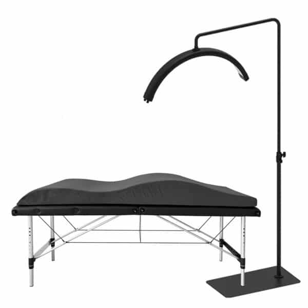 Set Nr. 9: Klappbare Kosmetikliege 60 cm + Memory-Matratze + Schattenfreie Kosmetiklampe MOON PLATINUM
